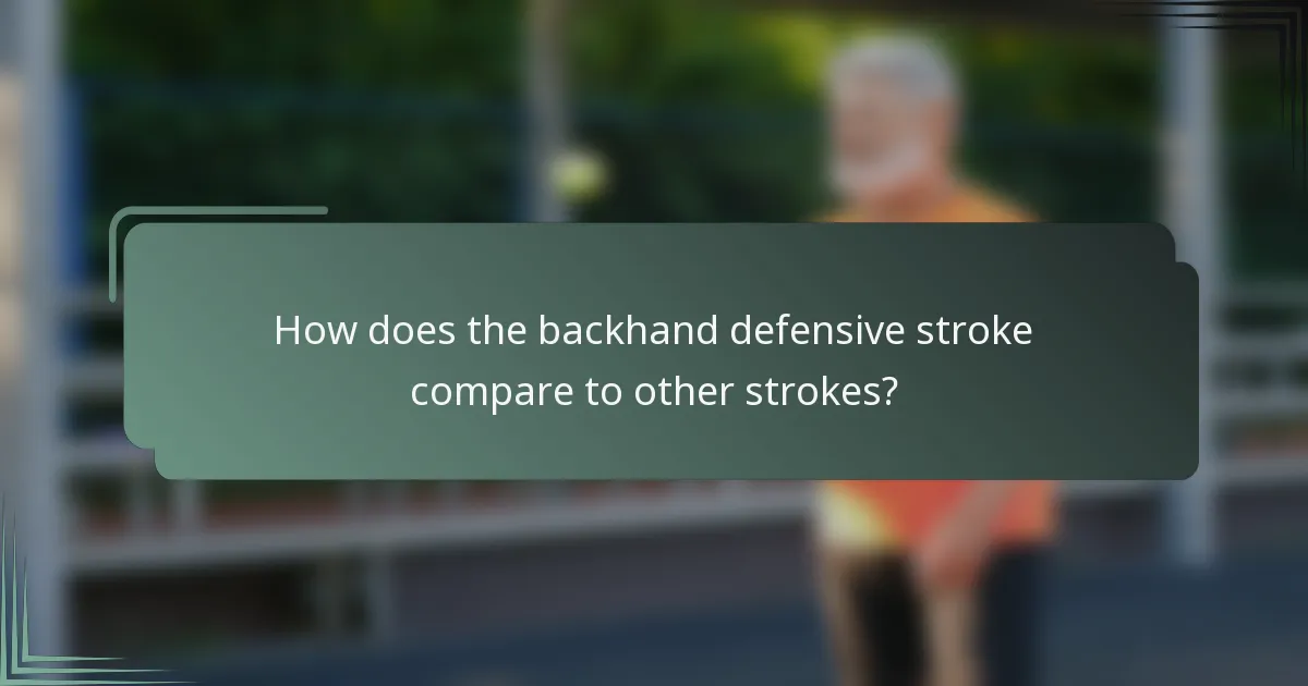 How does the backhand defensive stroke compare to other strokes?
