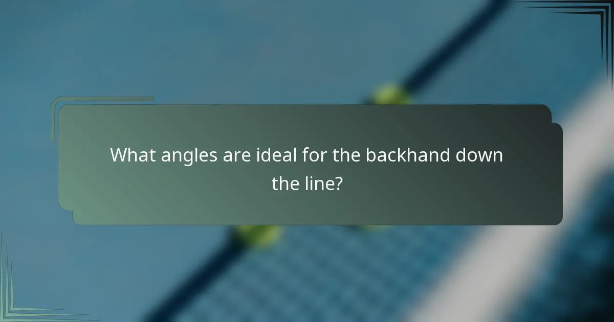 What angles are ideal for the backhand down the line?